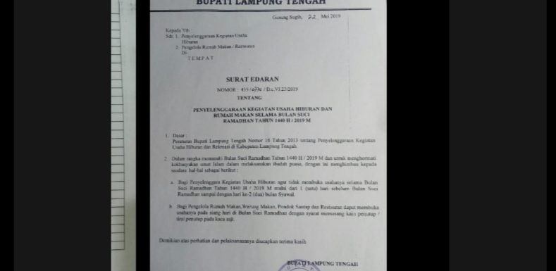 Tempat Hiburan Tutup Selama Ramadhan, Rumah Makan dan Restoran Tetap Buka