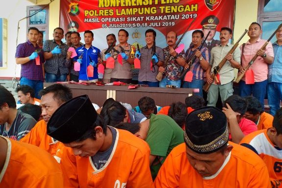 53 Tersangka Diamankan Jajaran Polres Lampung Tengah dalam Ops Sikat Krakatau 2019