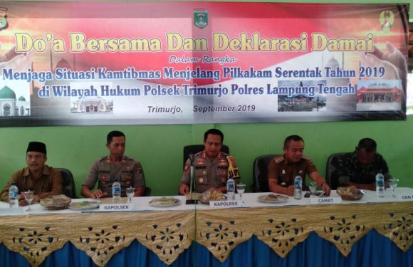 Hadiri Doa Bersama dan Deklarasi Damai Pilkakam, Ini Pesan Kapolres Lamteng
