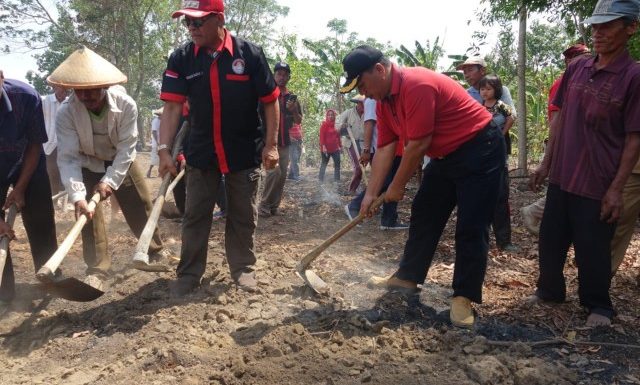 Kunker di Buminabung, Bupati Lakukan Gotong Royong, Temui Linmas dan Aparatur Kampung