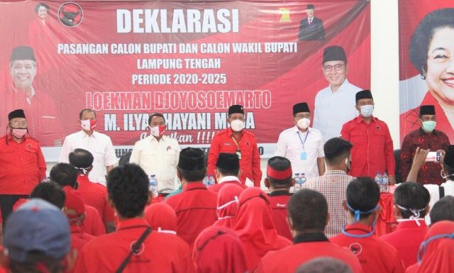 Sebelum ke KPU, Loekman – Ilyas Deklarasi Pencalonan di DPC PDI Perjuangan Lampung Tengah