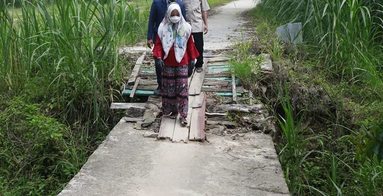 Nessy Kalviya Blusukan ke Umbul Banten Terbanggibesar Tinjau Jembatan Rusak
