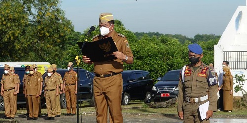 Apel Perdana 2022 di Lingkup Pemkab Lamteng, Bupati Musa Apresisasi Beberapa OPD