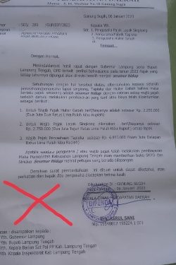 Bapenda Lamteng Pastikan Surat Edaran Pajak Sekali Seumur Hidup untuk Pengusaha Palsu