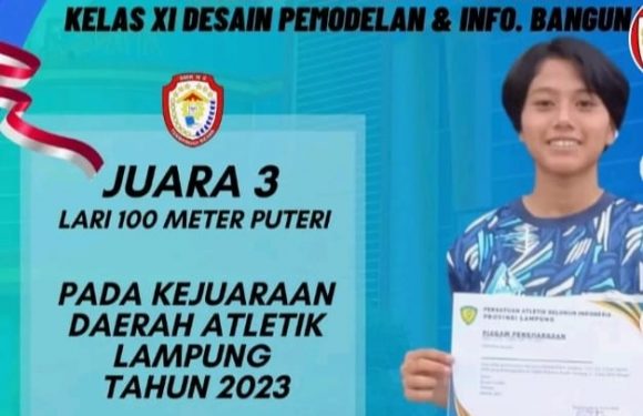 Siswi SMKN 2 Terbanggibesar Sukses Raih Juara III Lari 100 M Puteri Kejurda Atletlik Lampung 2023