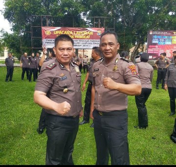Kapolsek dan Kanit Bimmas Polsek Terbanggibesar Ikuti Upacara Kenaikan Pangkat Satu Tingkat Lebih Tinggi