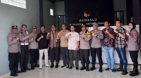 Upaya Wujudkan Pemilu Kondusif, Bawaslu dan Polres Lamteng Perkuat Sinergi