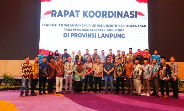 Rilis Hasil Identifikasi Kerawanan Pemilihan 2024, Bawaslu dan Panwascam Lamteng Hadiri Rakor Pencegahan