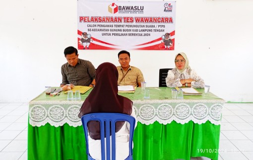 123 dari 131 Peserta Calon Anggota PTPS Kecamatan Gunungsugih Ikuti Tes Wawancara