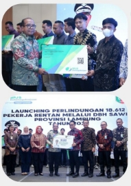 Sekdakab Lamteng Hadiri Launching Program Perlindungan Pekerja Rentan di Lampung
