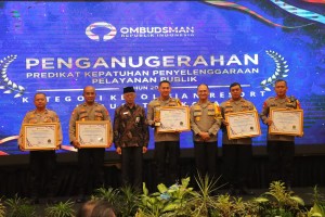 Polres Lamteng Terima Penghargaan Pelayanan Publik 2024 dari Ombudsman RI Provinsi Lampung