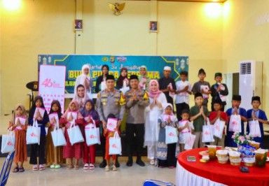 Buka Puasa Bersama, Polres Lamteng Santuni Anak Yatim Piatu