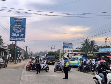 Pam Rawan Pagi, Polres Lamteng Ciptakan Kamseltibcar Lantas