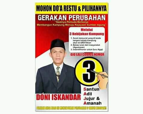 Terpilih sebagai Kakam Sumberagung, Doni Iskandar Ajak Masyarakat Bersatu