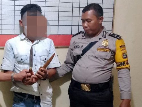 Ops Cempaka 2019, Polsek Trimurjo Amankan Pria Bersajam