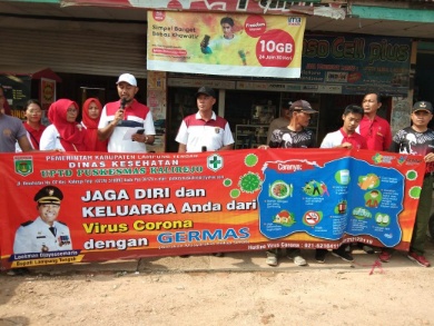 Polsek dan Forkompincam Kalirejo Lakukan Giat Sosialisasi Pencegahan Penularan Virus Corona