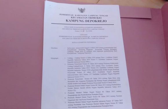 Pemberhentian Tujuh Perangkat Kampung Depok Rejo Dinilai Tabrak Aturan