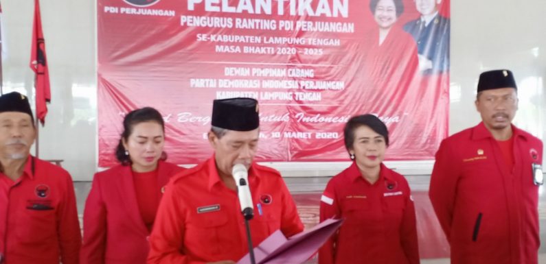Loekman Lantik 2.799 Pengurus Ranting PDI Perjuangan se-Lamteng