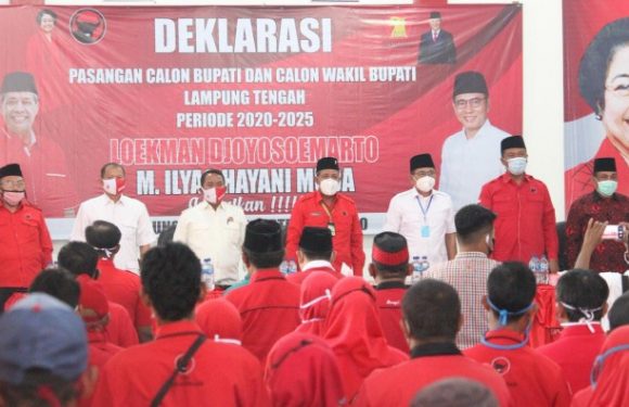 Sebelum ke KPU, Loekman – Ilyas Deklarasi Pencalonan di DPC PDI Perjuangan Lampung Tengah