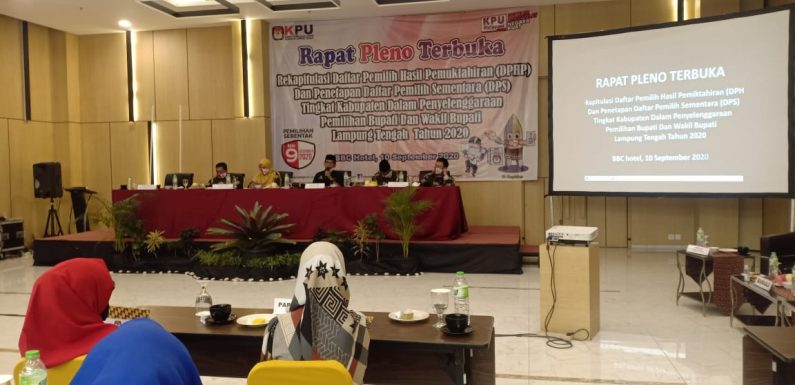 DPS Lampung Tengah Turun, Ada 627.251 Pemilih TMS Dalam DP4