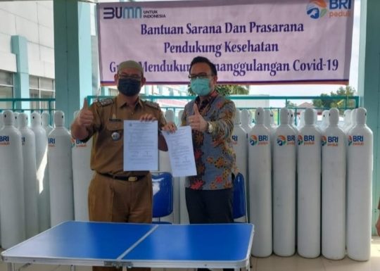 CSR BRI Bandarjaya 248,5 juta, Bantu Penyediaan Tabung Oksigen di RSUD Demang Sepulau Raya