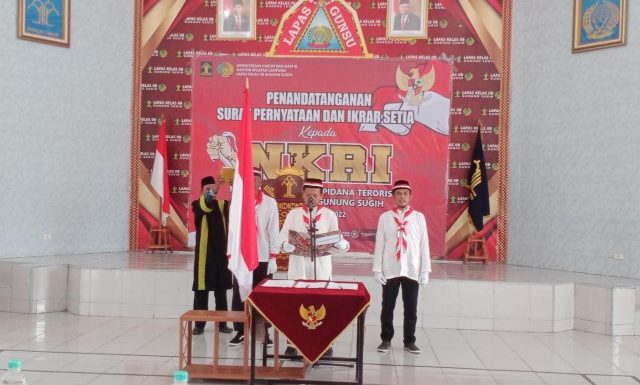 Ikrar Setia Kepada NKRI, Ini Pesan Napi Tindak Pidana Terorisme Lapas Kelas IIB Gunungsugih