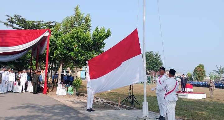 Upacara Pengibaran Bendera Merah Putih Peringatan HUT RI ke-78 di Trimurjo Berjalan Sukses
