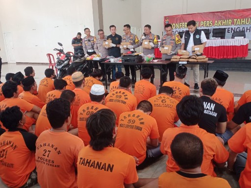 Didampingi Wakapolres, Kabag Ops dan Para Kasat, Kapolres Lamteng Paparkan Capaian Kinerja Sepanjang Tahun 2023