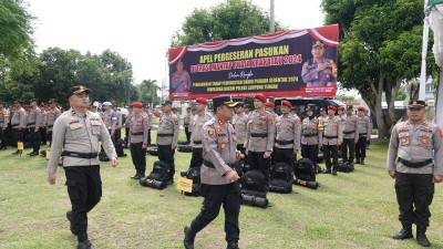 Kapolres Lamteng Pimpin Apel Pergeseran Pasukan Pengamanan Pilkada