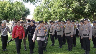 Kapolres Lamteng Pimpin Apel Gelar Pasukan Ops Lilin Krakatau 2024