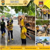 TNI-Polri dan Pemkab Lamteng Gelar Aksi Gotong Royong di Plaza Bandar Jaya