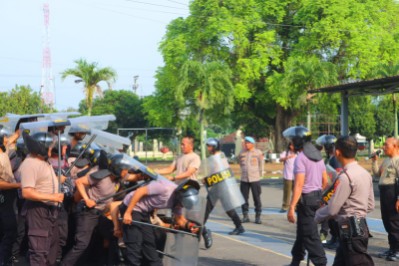 Wujud Kesiapan Jaga Stabilitas Kamtibmas, Sat Samapta Polres Lamteng Gelar Latihan Dalmas